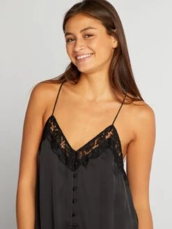 Babydoll Lungo In Raso -Kiabi babydoll lungo in raso nero aty78 1 frb3