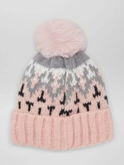 Berretto Foderato Con Pompon Jacquard