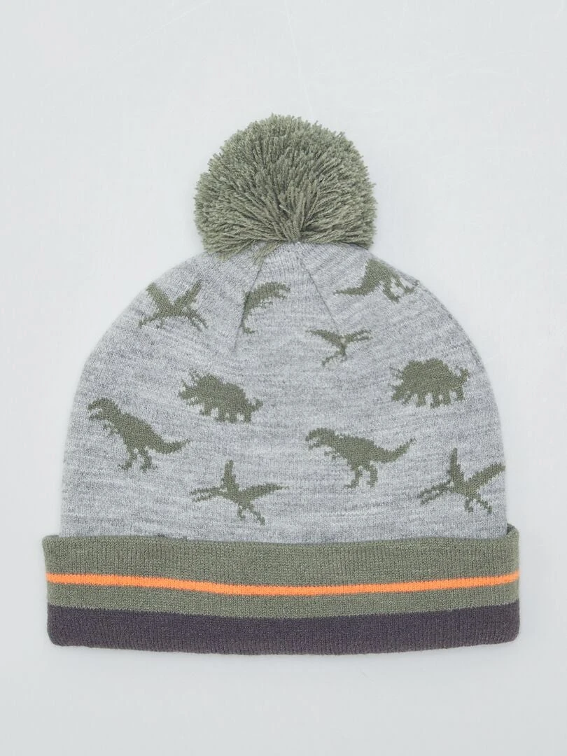 Berretto In Maglia Con Stampato 'dinosauro' 1 Berretto In Maglia Con Stampato 'dinosauro'