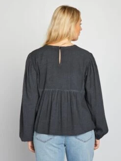 Blusa A Maniche Lunghe Con Ricami -Kiabi blusa a maniche lunghe con ricami nero ban29 2 frb3