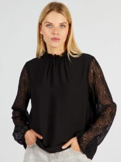 Blusa Bimateriale 8 Blusa Bimateriale -Kiabi blusa bimateriale nero ard70 1 frb4