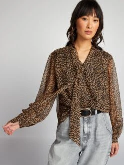 Blusa Con Nastro Da Annodare -Kiabi blusa con nastro da annodare leopardato aze87 1 frb3