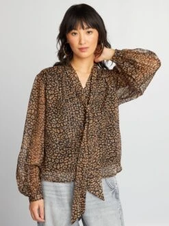Blusa Con Nastro Da Annodare -Kiabi blusa con nastro da annodare leopardato aze87 1 frb6