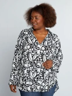 Blusa Morbida Stampata Con Maniche A Sbuffo -Kiabi blusa morbida stampata con maniche a sbuffo nero azh58 1 frb4