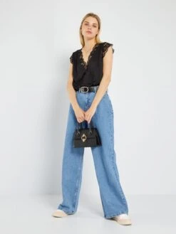 Blusa Satinata Con Pizzo -Kiabi blusa satinata con pizzo nero acw46 4 frb3