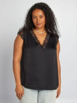 Blusa Scollo A V Con Pizzo -Kiabi blusa scollo a v con pizzo nero adz93 3 frb4