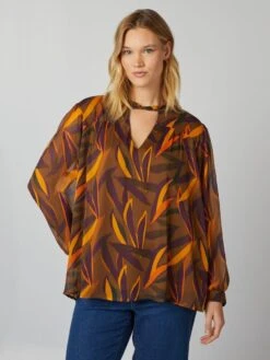 Blusa Stampata In Tessuto Crêpe -Kiabi blusa stampata in tessuto crepe marrone bfj82 1 frb3