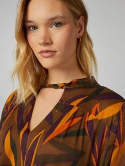 Blusa Stampata In Tessuto Crêpe -Kiabi blusa stampata in tessuto crepe marrone bfj82 1 frb4