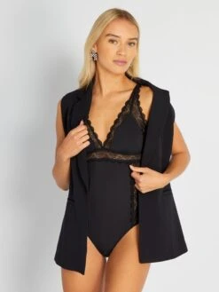 Body In Microfibra E Pizzo