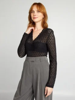 Body Traforato Con Scollo A V 7 Body Traforato Con Scollo A V -Kiabi body traforato con scollo a v nero aqr60 1 frb4