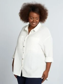 Camicetta Tinta Unita In Garza Di Cotone