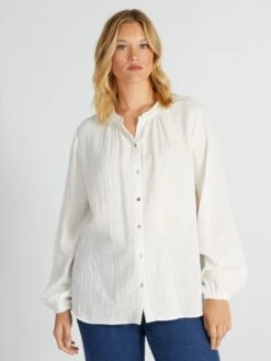 Camicia In Cotone Collo Con Volant -Kiabi camicia in cotone collo con volant bianco aiu25 4 frb3