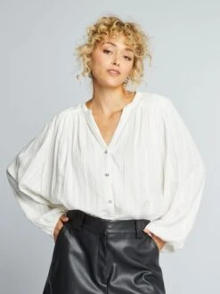 Camicia In Doppia Garza Di Cotone