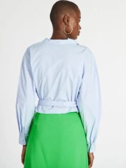 Camicia In Popeline Con Fiocco Annodato Sul Davanti -Kiabi camicia in popeline con fiocco annodato sul davanti blu axn33 2 frb3