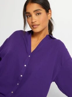 Camicia Morbida Con Scollo A V -Kiabi camicia morbida con scollo a v viola ast35 1 frb3