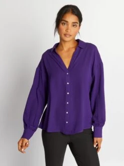 Camicia Morbida Con Scollo A V -Kiabi camicia morbida con scollo a v viola ast35 1 frb4