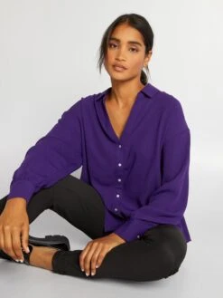 Camicia Morbida Con Scollo A V -Kiabi camicia morbida con scollo a v viola ast35 1 frb6