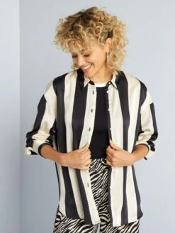 Camicia Satinato Con Maniche Lunghe