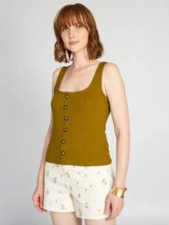 Canotta A Coste Con Bottoni -Kiabi canotta a coste con bottoni verde ahg57 2 frb3