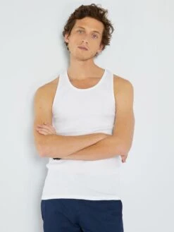 Canotta A Coste Tinta Unita -Kiabi canotta a coste tinta unita bianco zq445 3 frb3