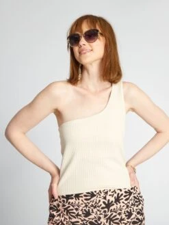 Canotta In Maglia A Coste One Shoulder