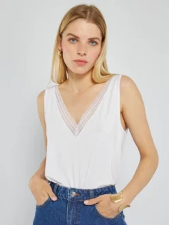 Canotta Stretch Con Pizzo 10 Canotta Stretch Con Pizzo -Kiabi canotta stretch con pizzo bianco acx20 3 frb5