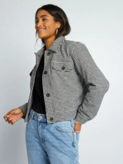 Cappotto Corto A Quadri -Kiabi cappotto corto a quadri nero amv72 2 frb4