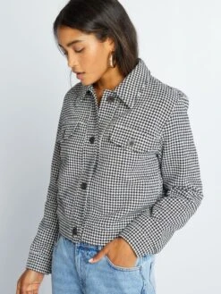 Cappotto Corto A Quadri -Kiabi cappotto corto a quadri nero amv72 2 frb6