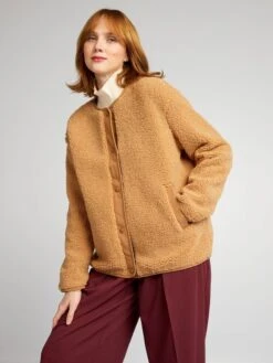 Cappotto Corto In Due Materiali Sherpa -Kiabi cappotto corto in due materiali sherpa marrone bde90 1 frb3