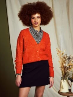 Cardigan Con Bottoni In Maglia Traforata