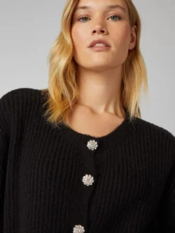 Cardigan In Maglia A Coste Con Bottoni Gioiello -Kiabi cardigan in maglia a coste con bottoni gioiello nero bff29 2 frb4
