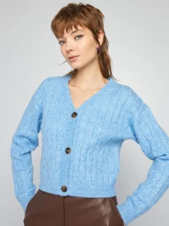 Cardigan In Maglia Con Lavorazione A Trecce -Kiabi cardigan in maglia con lavorazione a trecce blu awk06 1 frb5