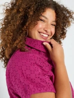 Chemisier In Ricamo A Punto Inglese Maniche Corte -Kiabi chemisier in ricamo a punto inglese maniche corte fucsia aea34 3 frb5