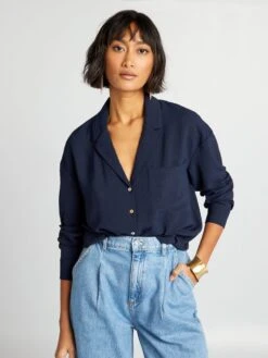 Chemisier Maniche Lunghe Con Collo Stile Pigiama