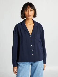 Chemisier Maniche Lunghe Con Collo Stile Pigiama 8 Chemisier Maniche Lunghe Con Collo Stile Pigiama -Kiabi chemisier maniche lunghe con collo stile pigiama blu azb22 3 frb3