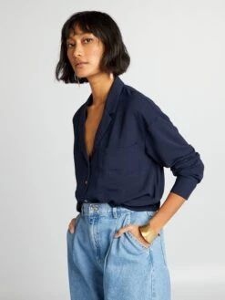 Chemisier Maniche Lunghe Con Collo Stile Pigiama 10 Chemisier Maniche Lunghe Con Collo Stile Pigiama -Kiabi chemisier maniche lunghe con collo stile pigiama blu azb22 3 frb5