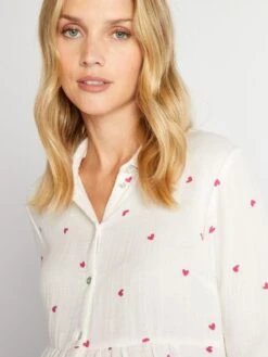 Chemisier Premaman In Garza Di Cotone Con Stampa Cuore -Kiabi chemisier premaman in garza di cotone con stampa cuore rosa ajp81 2 frb4