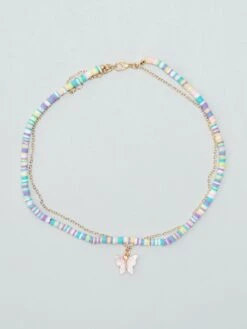 Collana Multifilo Perle E Farfalla