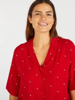 Kiabi -Kiabi completo pigiama 2 pezzi camicetta shorts rosso atz42 2 frb2