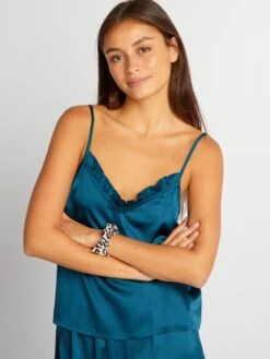 Completo Pigiama In Raso Canotta + Shorts - 2 Pezzi -Kiabi completo pigiama in raso canotta shorts 2 pezzi blu awz25 2 frb3