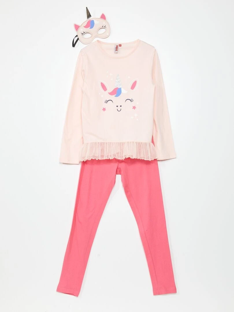 Completo Pigiama T-shirt + Pantaloni + Maschera - 2 Pezzi 1 Completo Pigiama T-shirt + Pantaloni + Maschera - 2 Pezzi