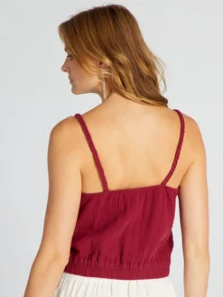 Crop Top In Garza Di Cotone Con Spalline Intrecciate -Kiabi crop top in garza di cotone con spalline intrecciate rosso aul28 1 frb3