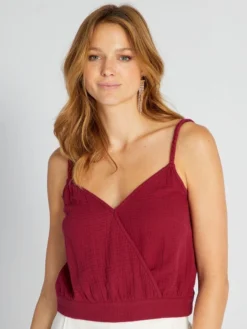 Crop Top In Garza Di Cotone Con Spalline Intrecciate -Kiabi crop top in garza di cotone con spalline intrecciate rosso aul28 1 frb4