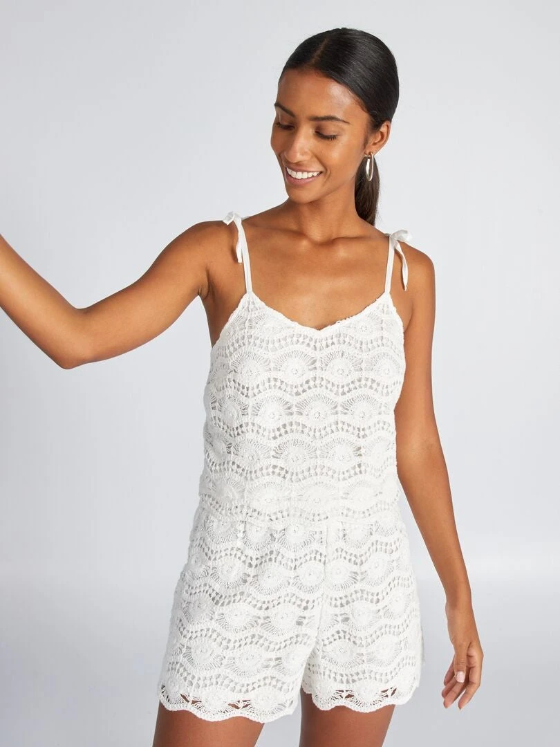 Crop Top In Macramé Con Spalline Da Annodare 1 Crop Top In Macramé Con Spalline Da Annodare