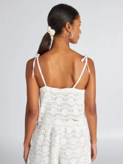 Crop Top In Macramé Con Spalline Da Annodare 7 Crop Top In Macramé Con Spalline Da Annodare -Kiabi crop top in macrame con spalline da annodare bianco ajm87 1 frb3