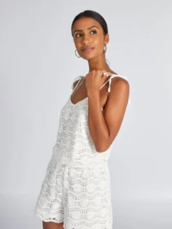 Crop Top In Macramé Con Spalline Da Annodare 8 Crop Top In Macramé Con Spalline Da Annodare -Kiabi crop top in macrame con spalline da annodare bianco ajm87 1 frb4