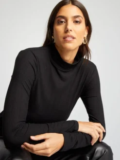 Dolcevita In Maglia A Coste -Kiabi dolcevita in maglia a coste nero agi89 3 frb3