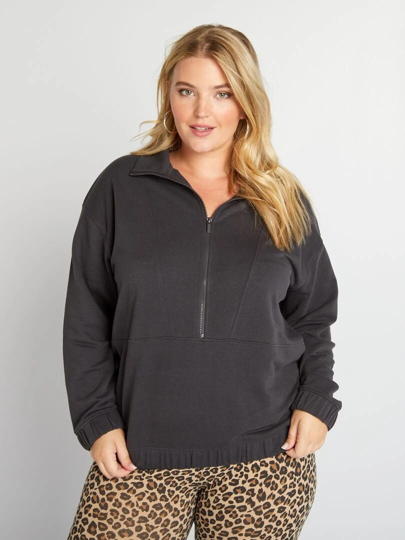 Felpa A Collo Alto Con Zip French Terry 1 Felpa A Collo Alto Con Zip French Terry