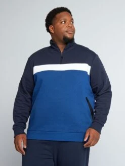 Felpa A Collo Alto Con Zip In Tessuto Felpato -Kiabi felpa a collo alto con zip in tessuto felpato blu alh62 1 frb4