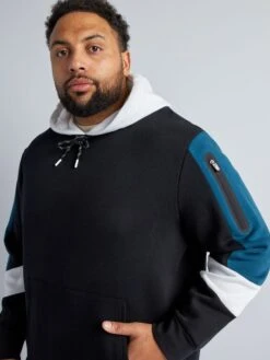 Felpa Con Cappuccio Color Block -Kiabi felpa con cappuccio color block nero bbu26 1 frb3